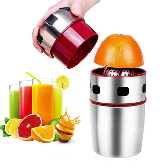 Portable Manual Citrus Juicer Stainless Steel Hand Press Grapefruit Hand Squeezer Lid Rotation Squeezer for Oranges, Lemons, Tangerines and Other Fruits