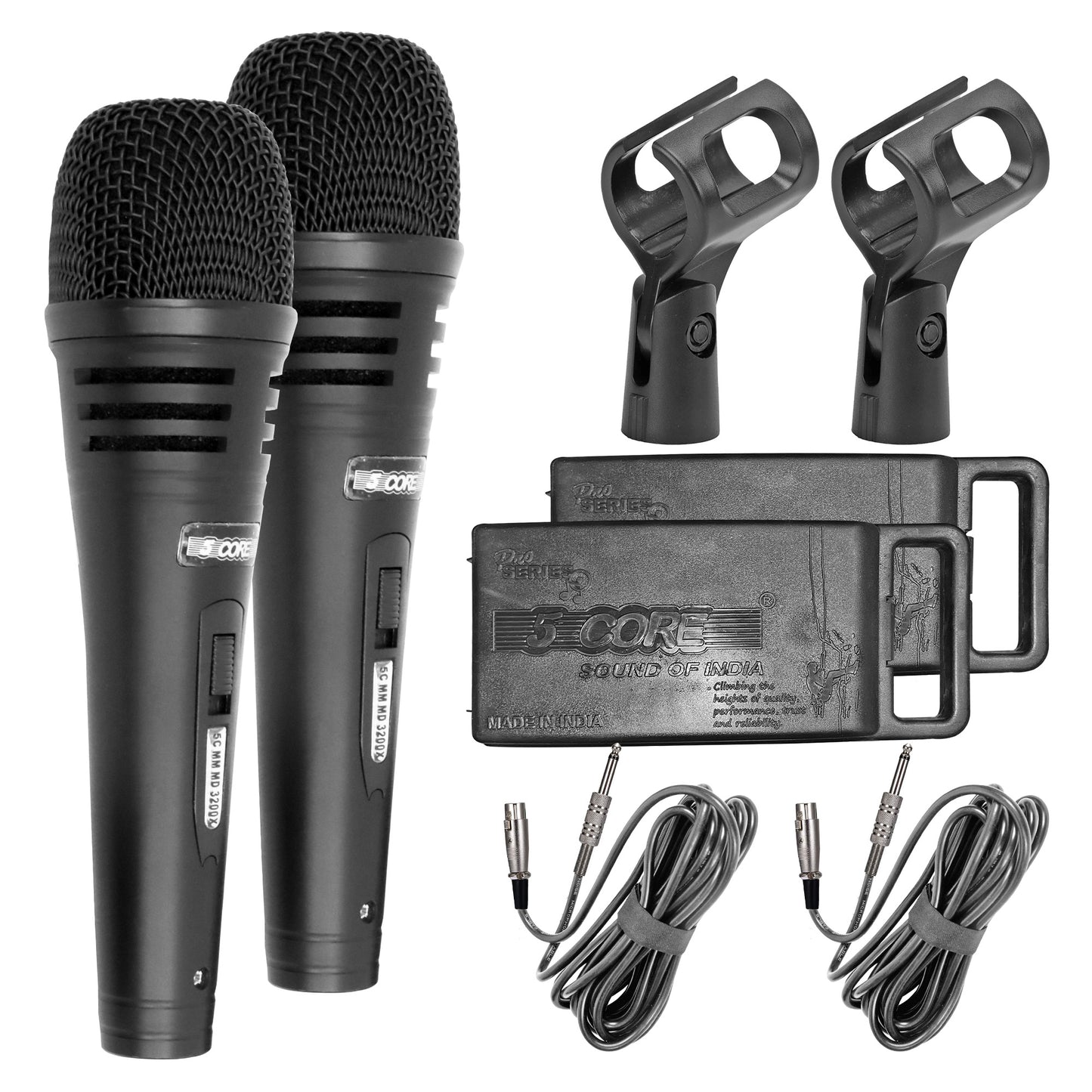 5 CORE Professional Dynamic Vocal Microphone Neodymium Cardioid Unidirectional Handheld Mic for Speakers, Karaoke W/Steel Mesh Grille, Metal Body ON/Off Switch w/16ft Detachable Cable+ Clip+ Bag