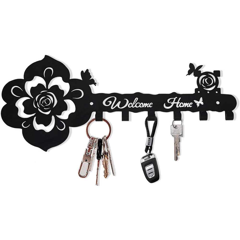 1pc; Black Rose Butterfly Pattern Indoor Key Hanger Wall Hanger Wall Decoration Valentine's Day Home Decor