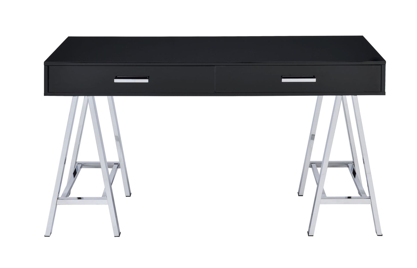 Coleen Desk; Black High Gloss & Chrome