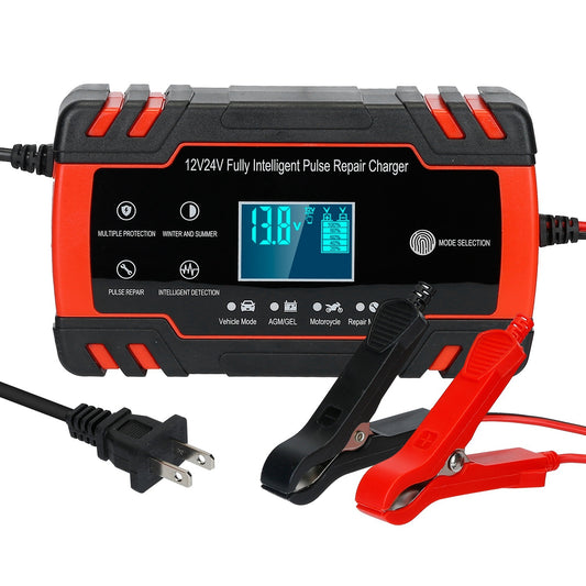 Car Battery Charger 12V/8A 24V/4A Smart Automatic Battery Charger with LCD Display