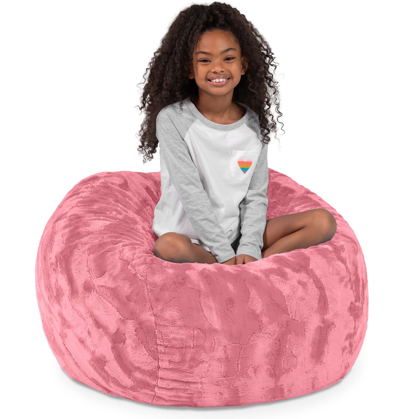 Jaxx Saxx 3 Foot Bean Bag Chair - Faux Fur - Fun Colors, Rose Quartz