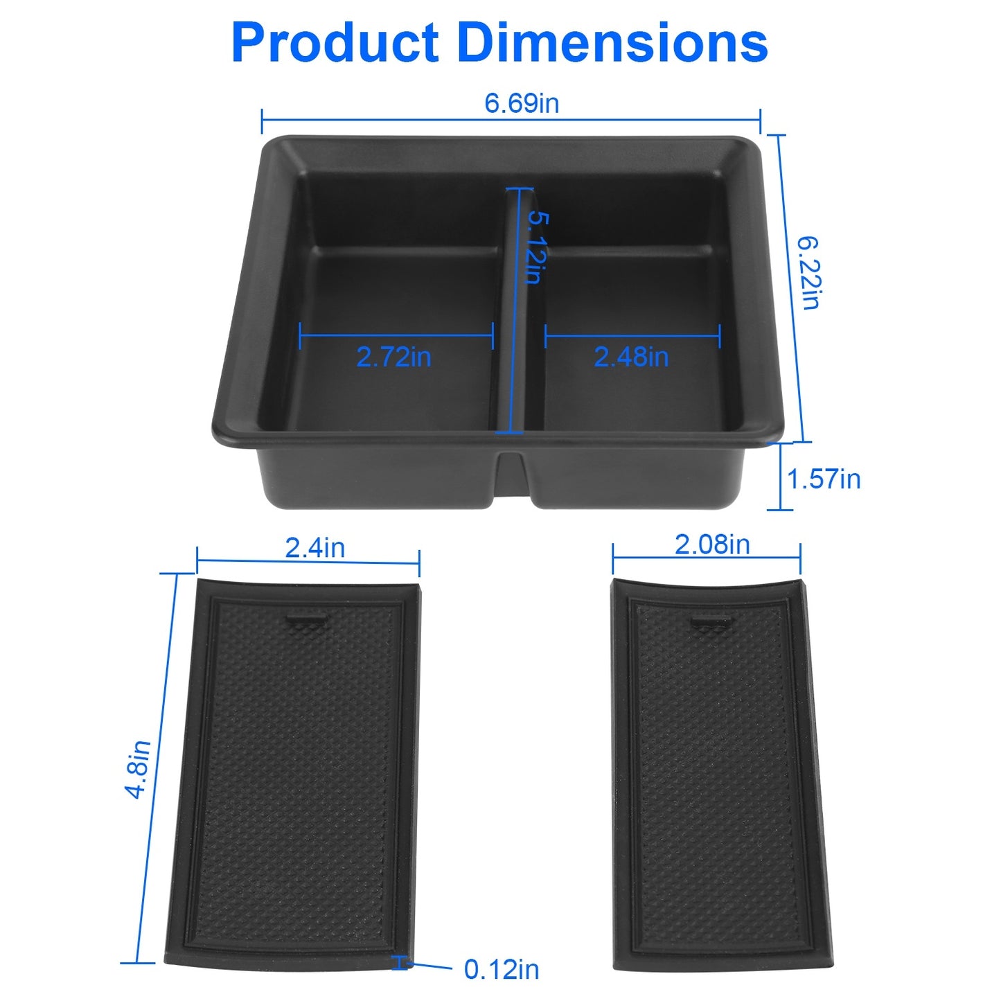 Center Console Organizer Tray Fit For 2021 2022 2023 Tesla Model 3 Model Y Armrest Drawer Storage Box with 2Pcs Silicone Pads