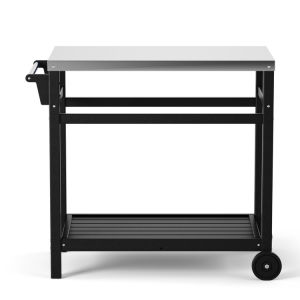 Outdoor Prep Cart Dining Table for Pizza Oven;  Patio Grilling Backyard BBQ Grill Cart