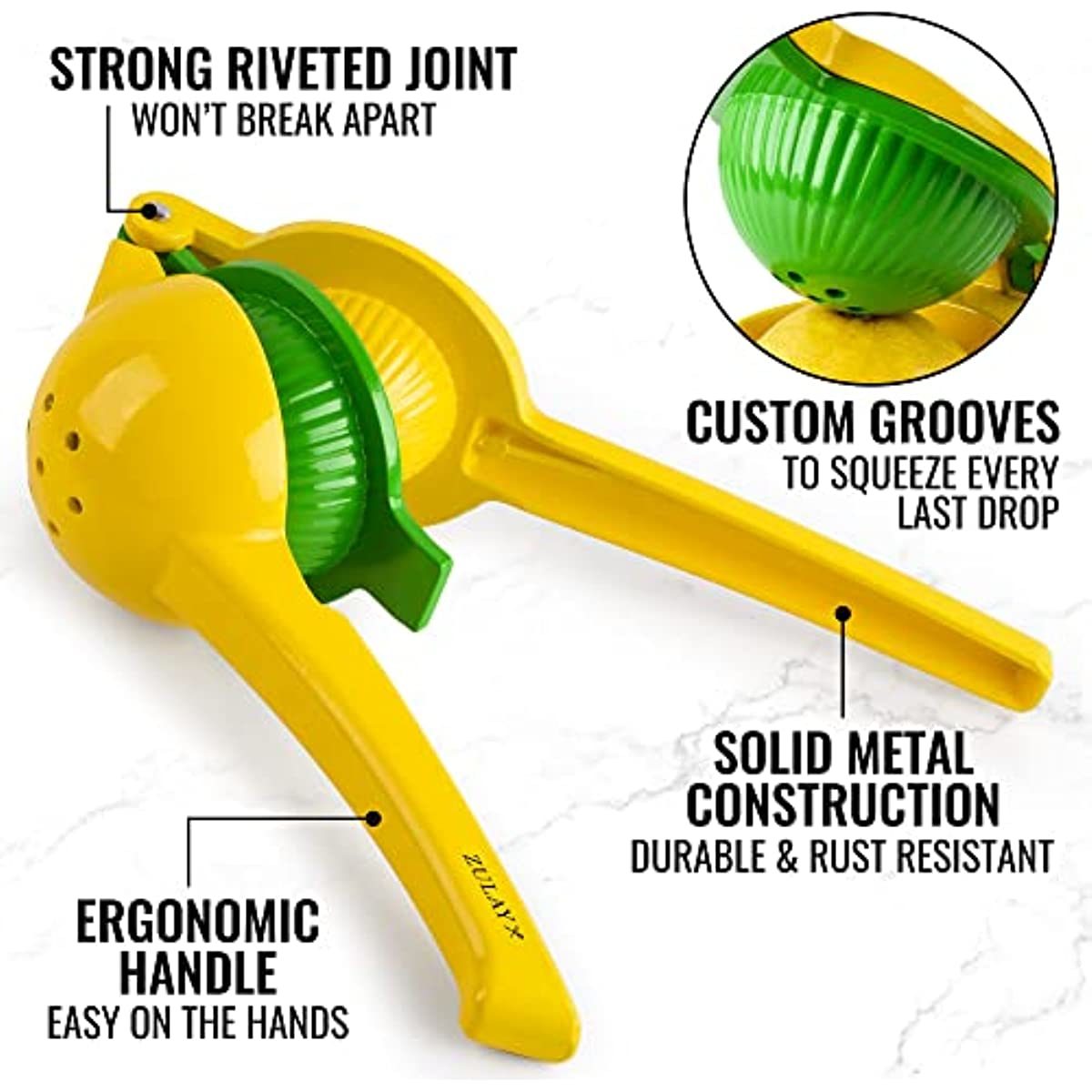 Metal 2-In-1 Lemon Lime Squeezer - Hand Juicer Lemon Squeezer - Max Extraction Manual Citrus Juicer