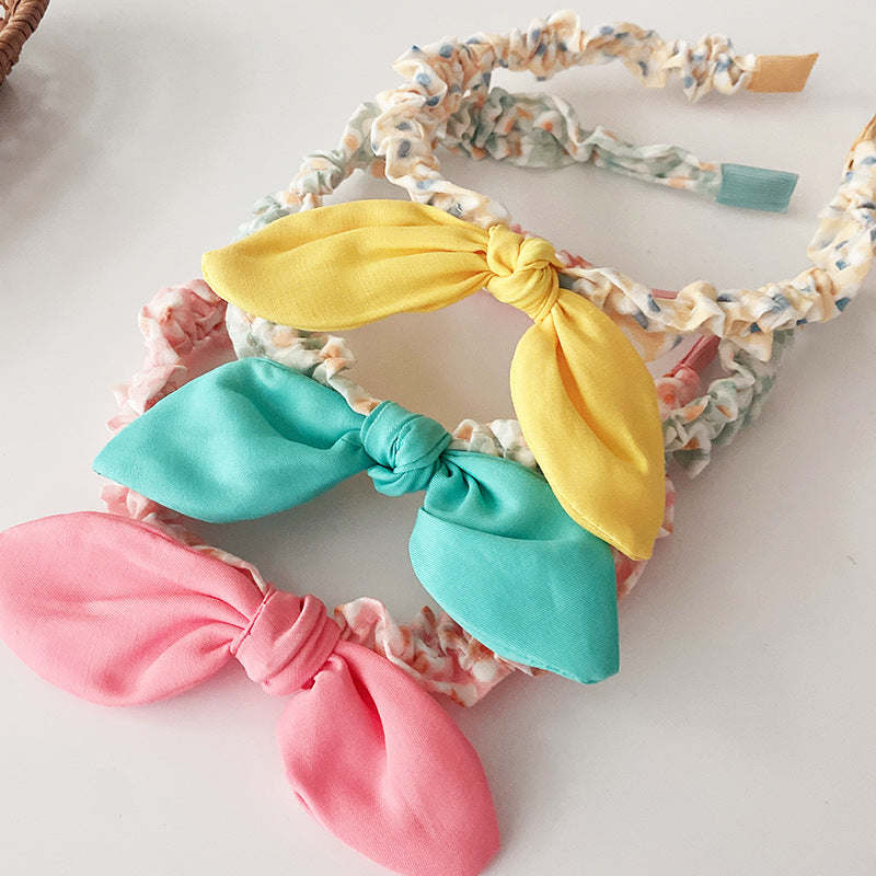 Sweet Girls Candy Color Bow Tie Design Fabric Headband