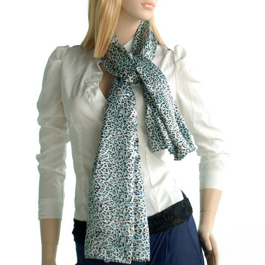 Blando Sky Blue Graceful Fashion Natural Leopard Pattern Silk Scarf/Wrap/Shawl(Small)