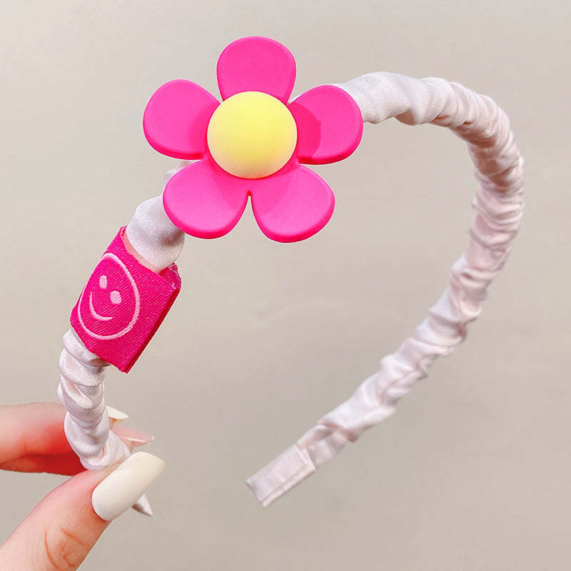 Girls Plastic Flower Decoration Fabric Headband