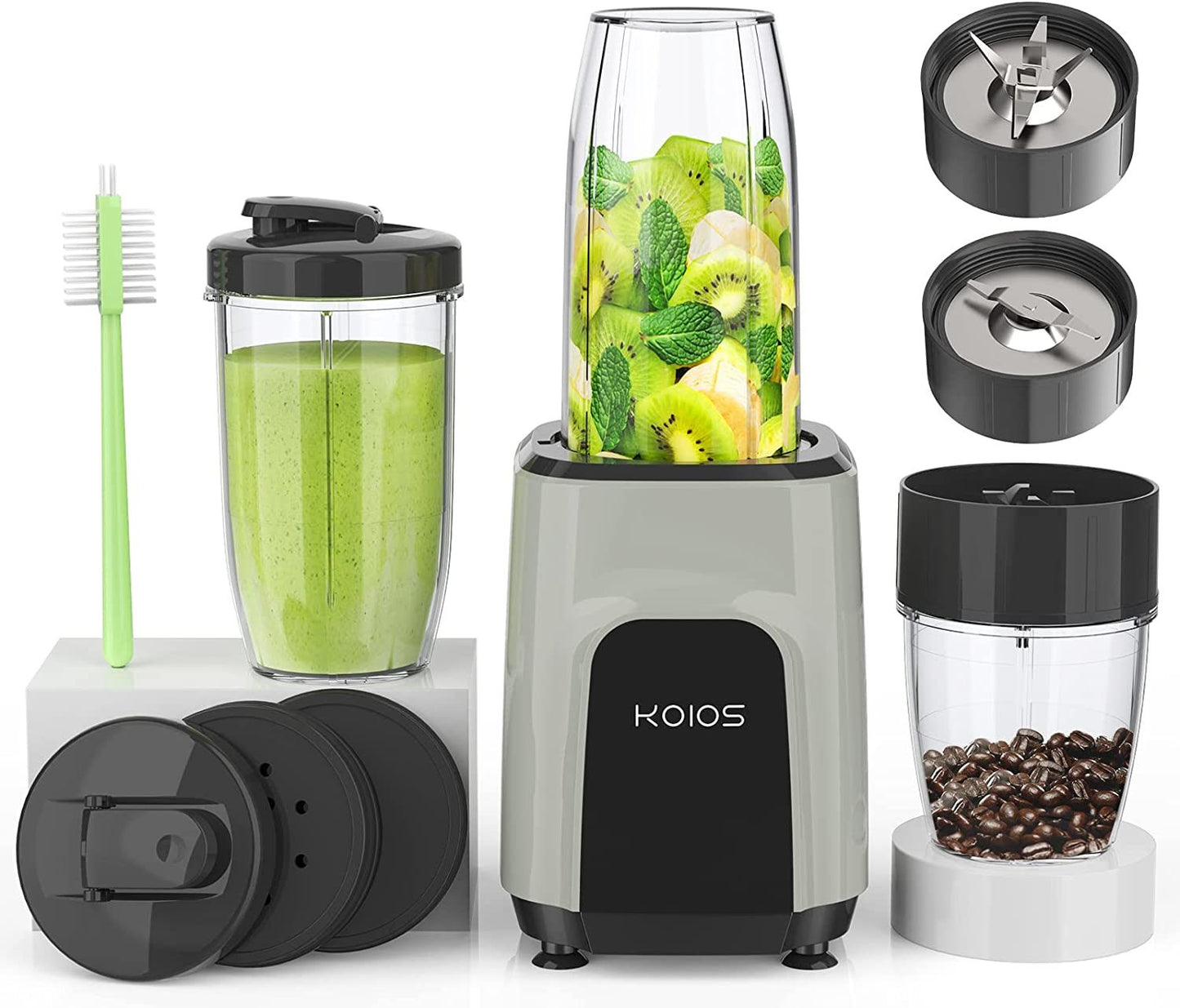 KOIOS 850W Countertop Blenders for Shakes and Smoothies;  Protein Drinks;  Nuts;  Spices;  Fruit Vegetables Drinks;  Coffee Grinder for Beans; 11-Piece Kitchen Blender Set