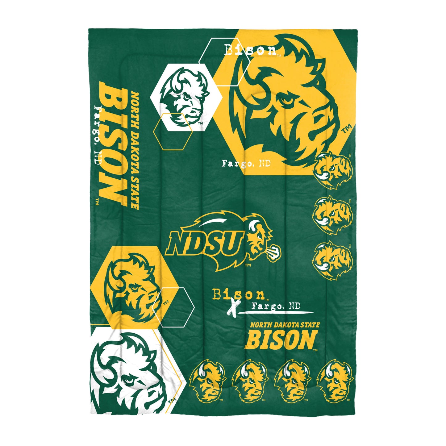 North Dakota State OFFICIAL Collegiate "Hexagon" Twin Comforter & Sham Set