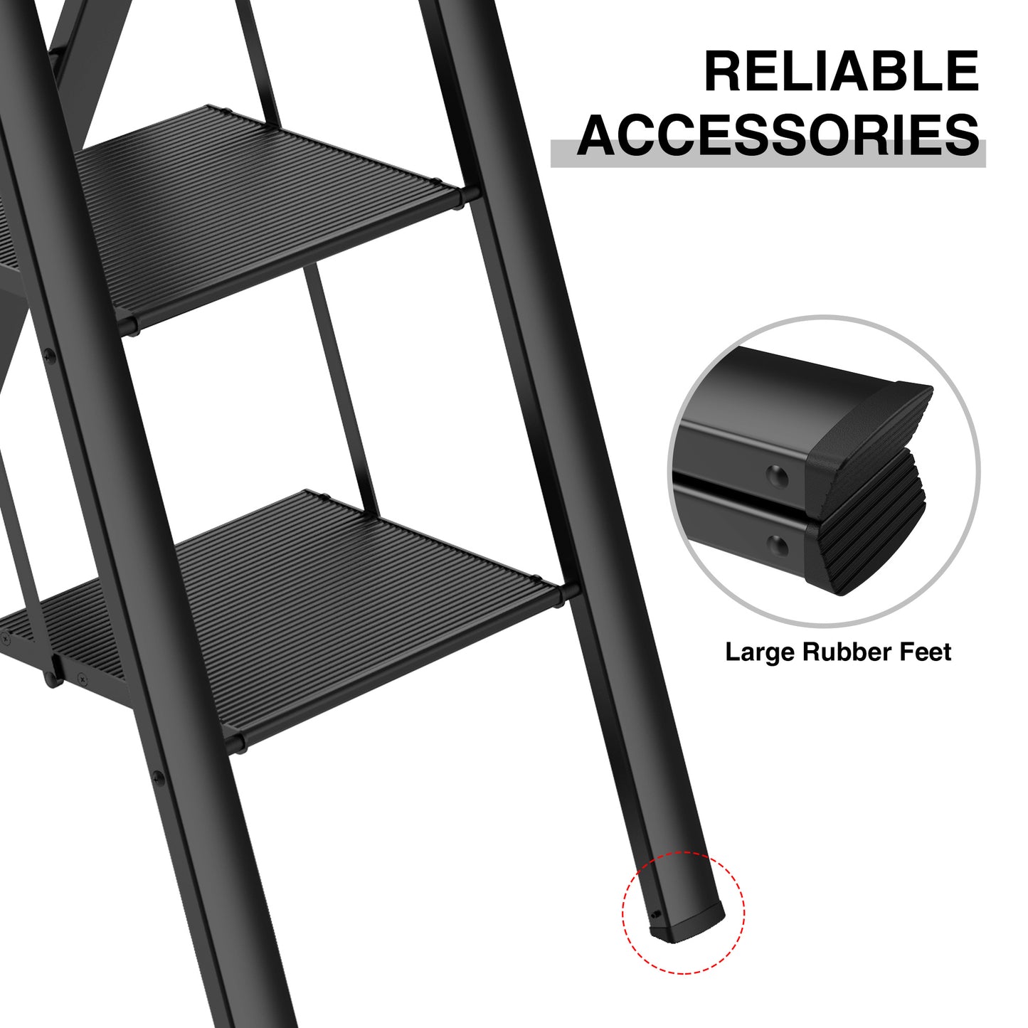 3 Step Ladder;  Retractable Handgrip Folding Step Stool with Anti-Slip Wide Pedal;  Aluminum Stool Ladders 3 Steps;  300lbs Safety Household Ladder