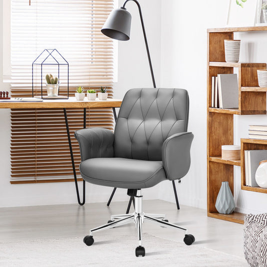 Modern Home Office Leisure Chair PU Leather Adjustable Swivel with Armrest