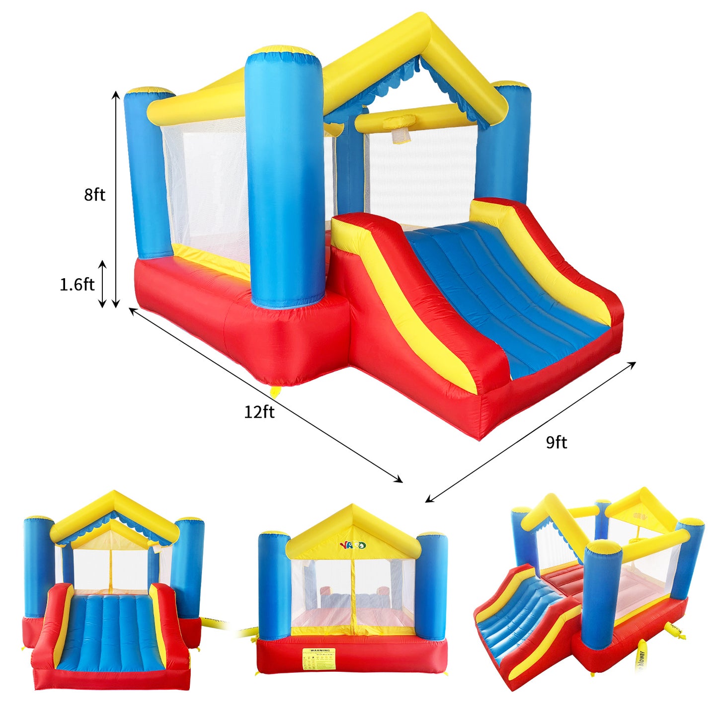 YARD Bounce House Inflatable Bounce House with Basketball Hoop Royal Bouncer for Kids, Outdoor Bouncy House, Durable Seam Forced Buffer Strips, Big Slide, 12 x 9 x 8 ft H, w/ UL Certified Air Blower