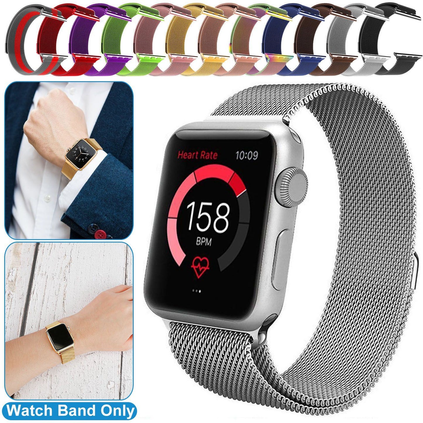 Magnetic Watch Band Replacement Milanese Bands Compatible For Apple Watch Bands 42mm Series 1 2 3