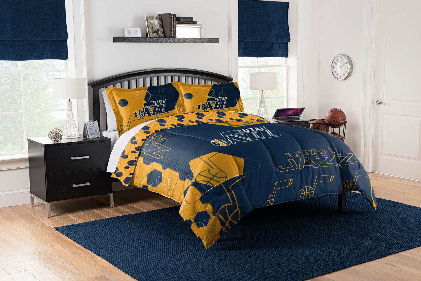 Jazz OFFICIAL NBA "Hexagon" Full/Queen Comforter & Shams Set; 86" x 86"