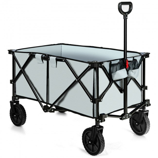 Outdoor Folding Wagon Cart with Adjustable Handle and Universal Wheels