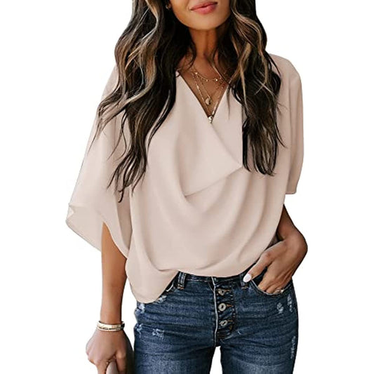 Womens Blouses and Tops Short Sleeve Chiffon Shirts and Tops