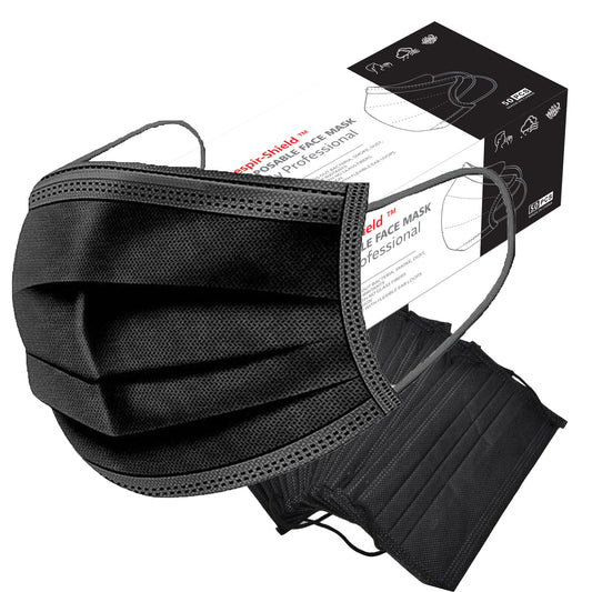 Respir-Shield™ 150PCS - 3 PLY Black Non-Medical Disposable Face Masks;  Comfortable Elastic Ear loops Face Masks;  Breathable for Daily Protection Air Pollution;  Dust-proof