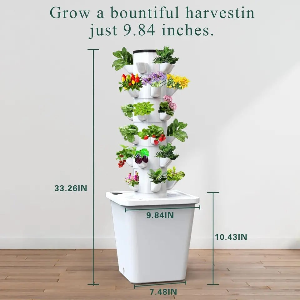 Hydroponic Growing System Mini Indoor Outdoor Home Grow Herb Vertical Garden Tower 6 Tiers 30 Holes Vegetables Planter