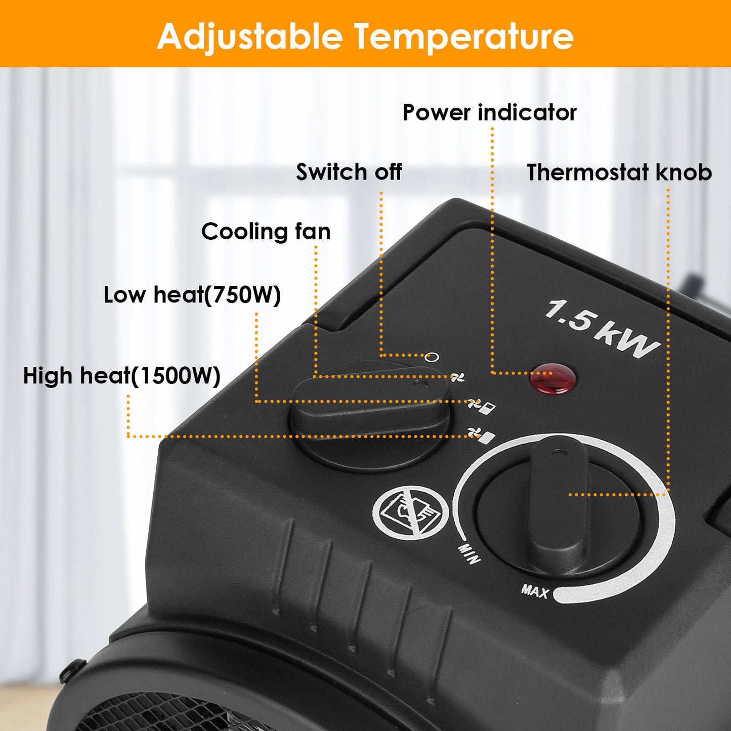 1500W Portable Electric Space Heater Personal Fan w/ Overheat Protection