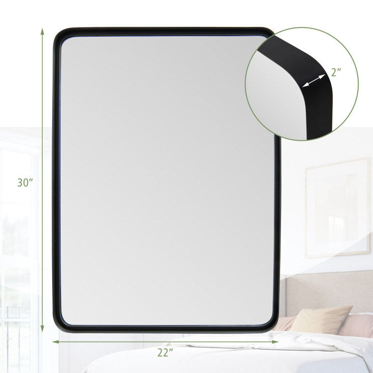 Rectangular Wall Mount Bathroom Mirror with Solid Steel Frame