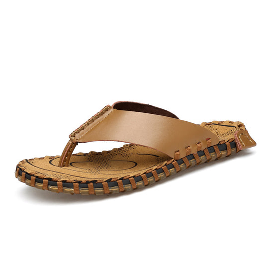 Men Flip Flops Leather Summer Designer Men's Slippers Outdoor Sandals Lightweight Mens Slides Casual Beach Shoes Zapatos Hombre