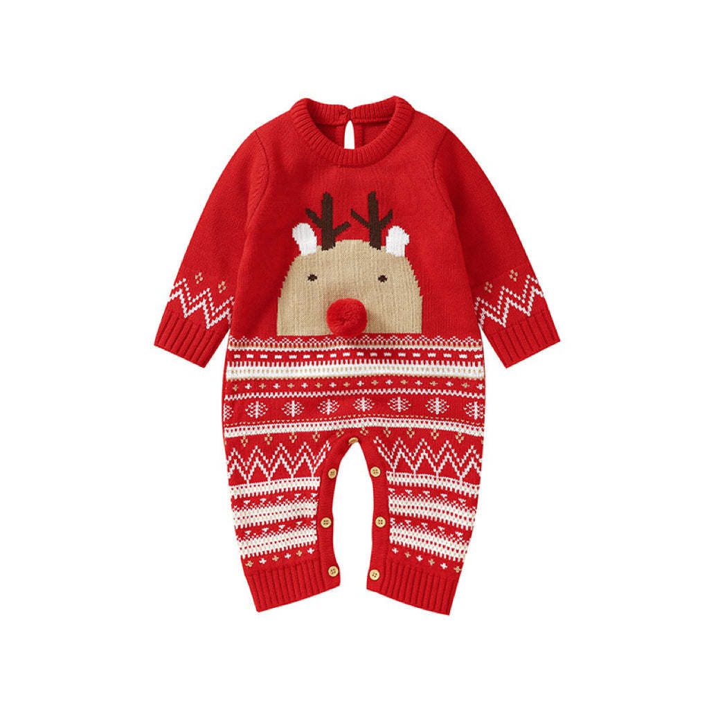 Baby Cute Christmas Elk Pattern Autumn Winter New Style Romper