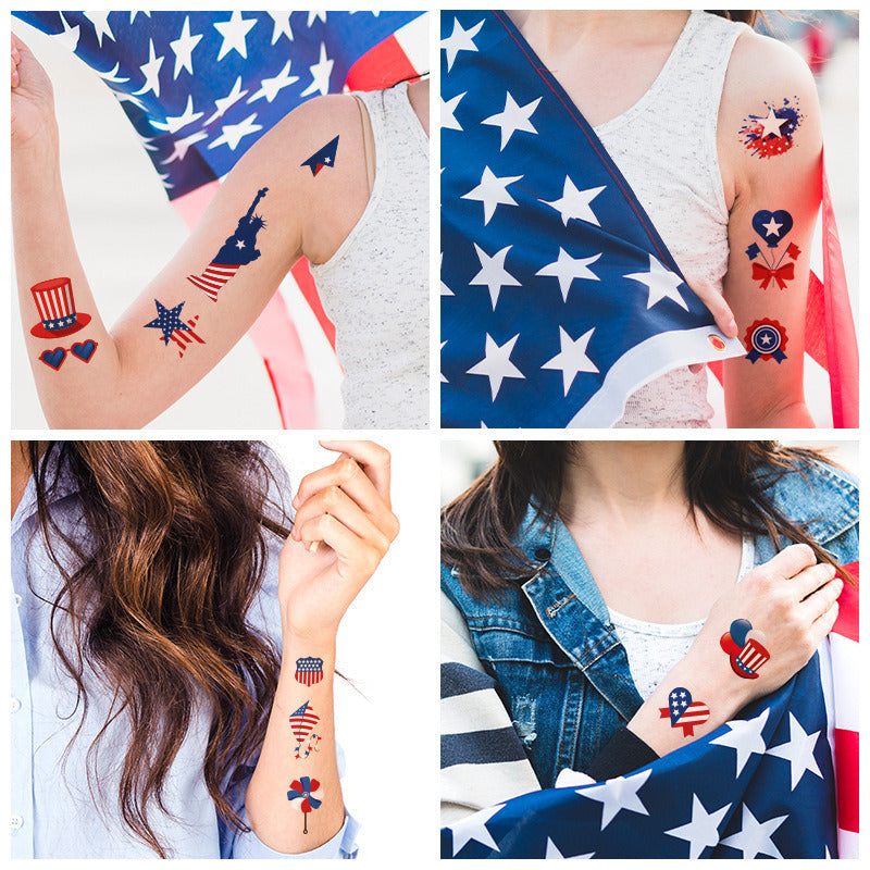 Waterproof American flag tattoo; suitable for parties etc. Independence Day tattoo; includes 10 tattoo stickers