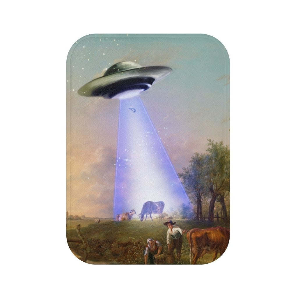 UFO Abducting Cow Bath Mat Home Accents