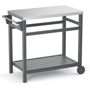 Outdoor Prep Cart Dining Table for Pizza Oven;  Patio Grilling Backyard BBQ Grill Cart