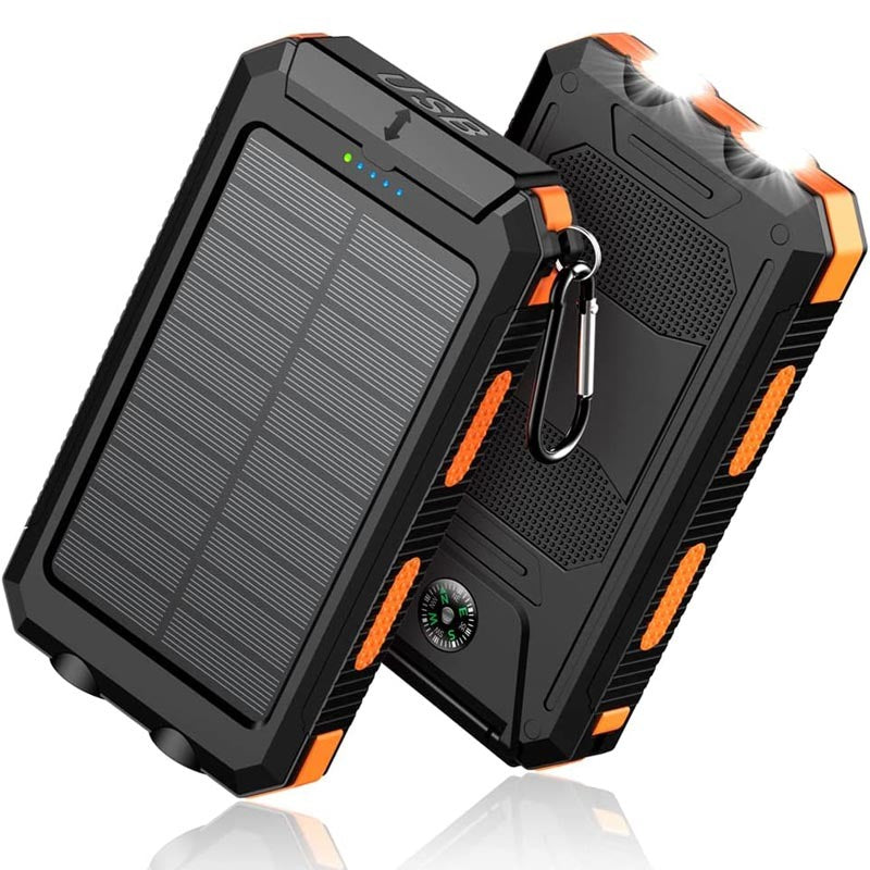 10000mAh Portable Fast Charging Power Bank 2USB Solar Charging with Flashlight For iPhone Xiaomi Android