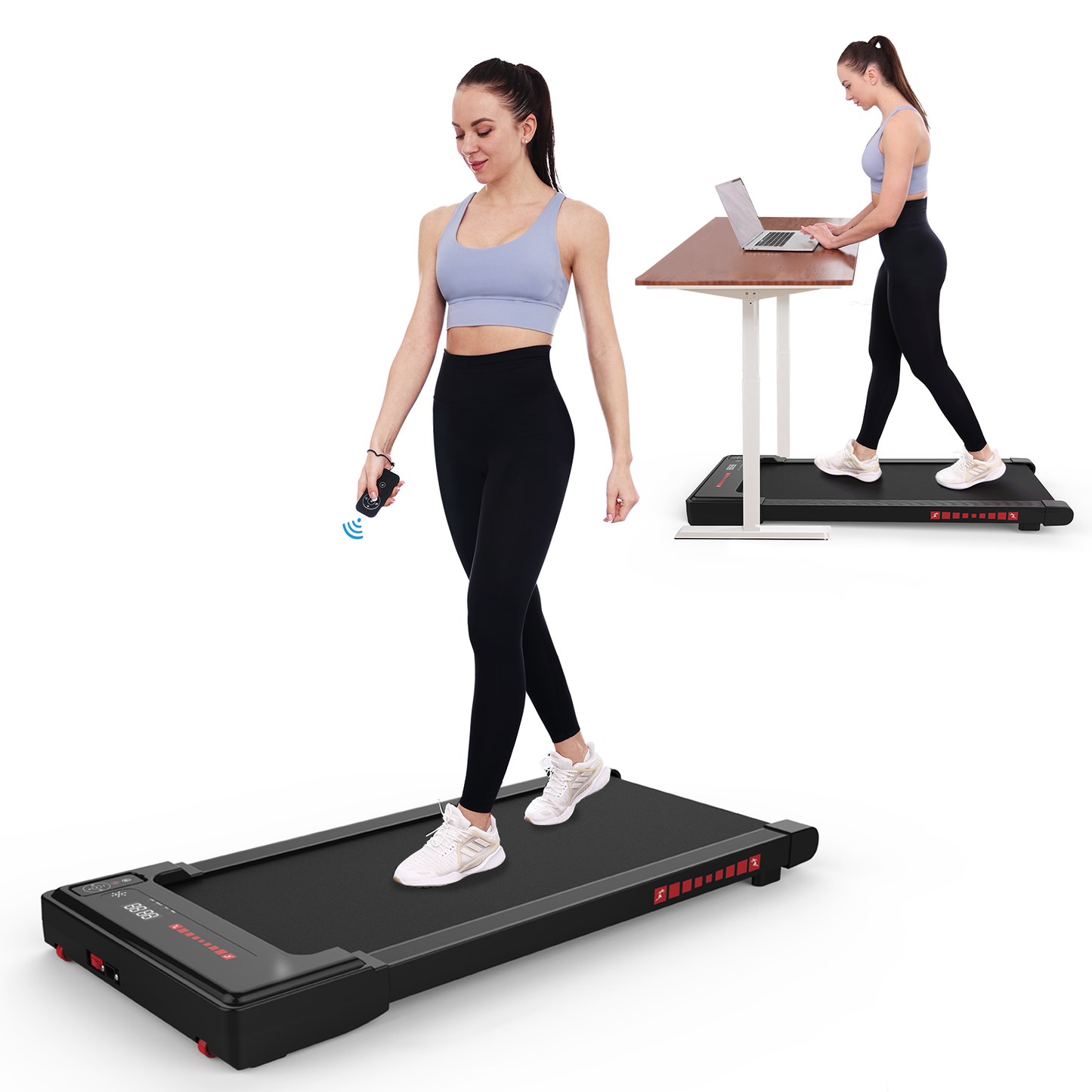 Walking Pad Treadmill Under Desk,Portable Mini Treadmill 265 lbs Capacity with Remote Control,Installation-Free Jogging Machine for Home/Office,Bluetooth and LED Display.