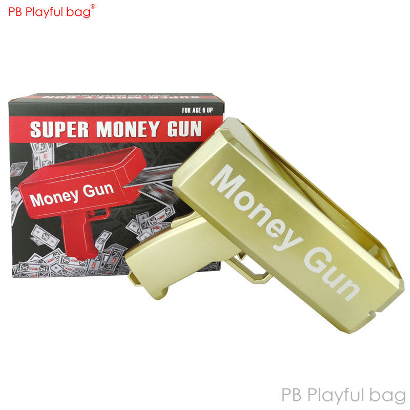 Electric Money Gun Ver.1 with 100pcs Props Money Cash Banknote Spray gun Adult Party Wedding Supplies Children toys AC98