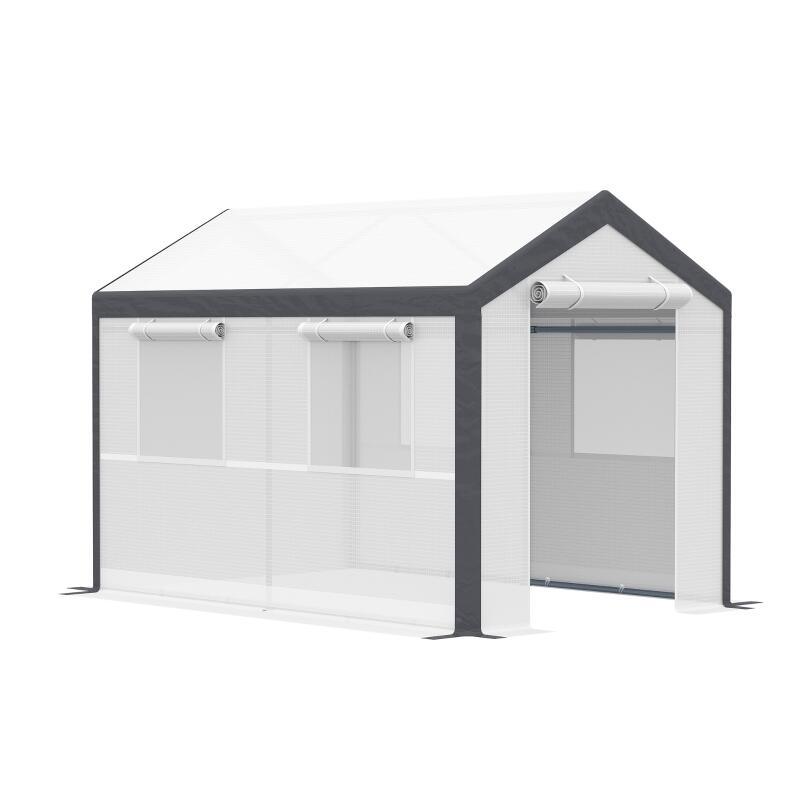 10' L x 7' W x 7' H Outdoor Walk-In Tunnel Greenhouse Garden Warm Hot House with Roll Up Windows;  Zippered Door;  & Weather Cover