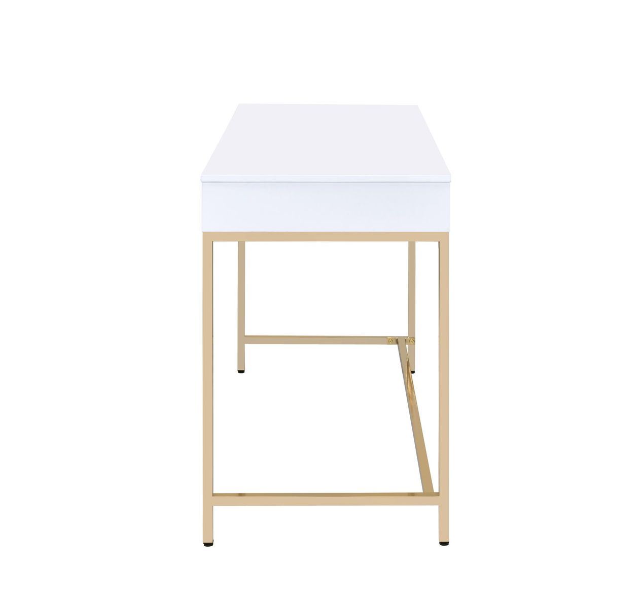 Ottey Desk in White High Gloss & Gold YJ