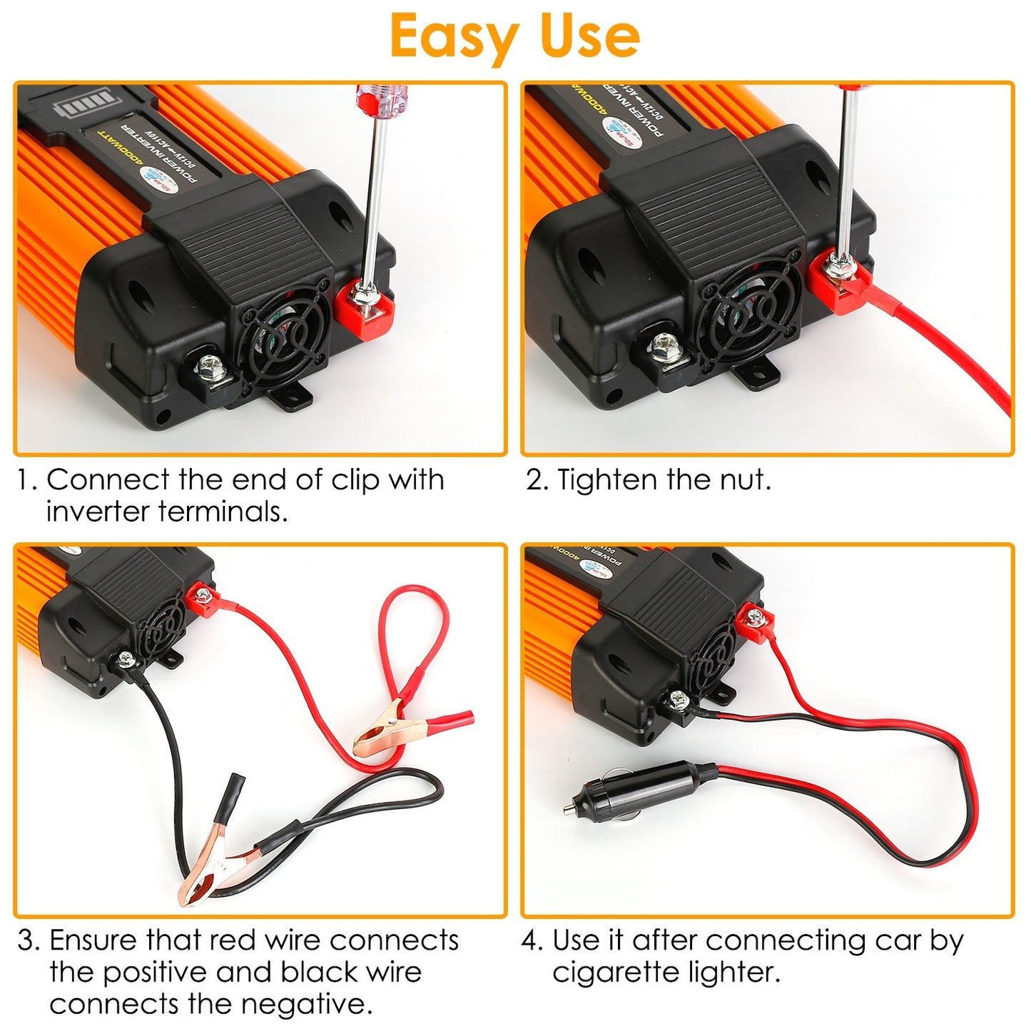 500W Continuous Power Inverter DC 12V To AC 110V Car 4000w Peak Power Inverter