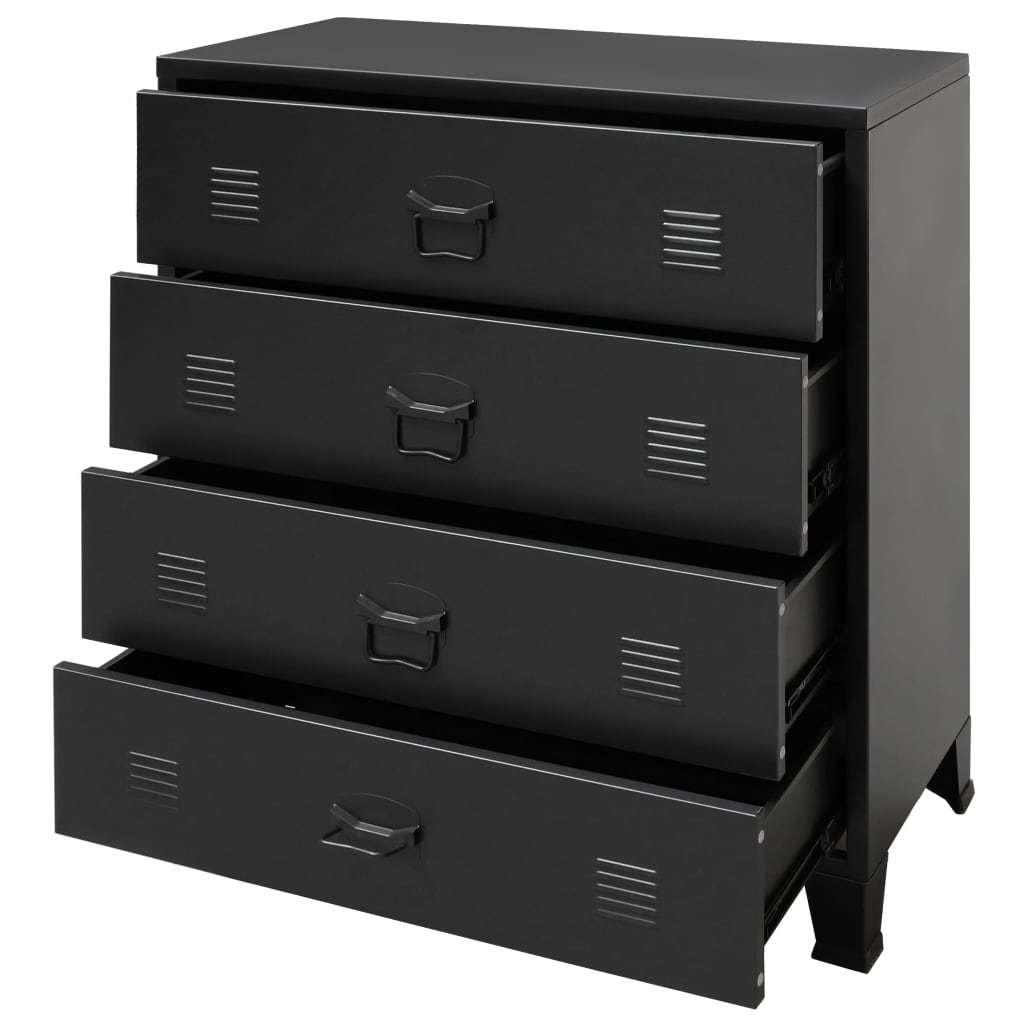 Chest of Drawers Metal Industrial Style 30.7"x15.7"x36.6" Black