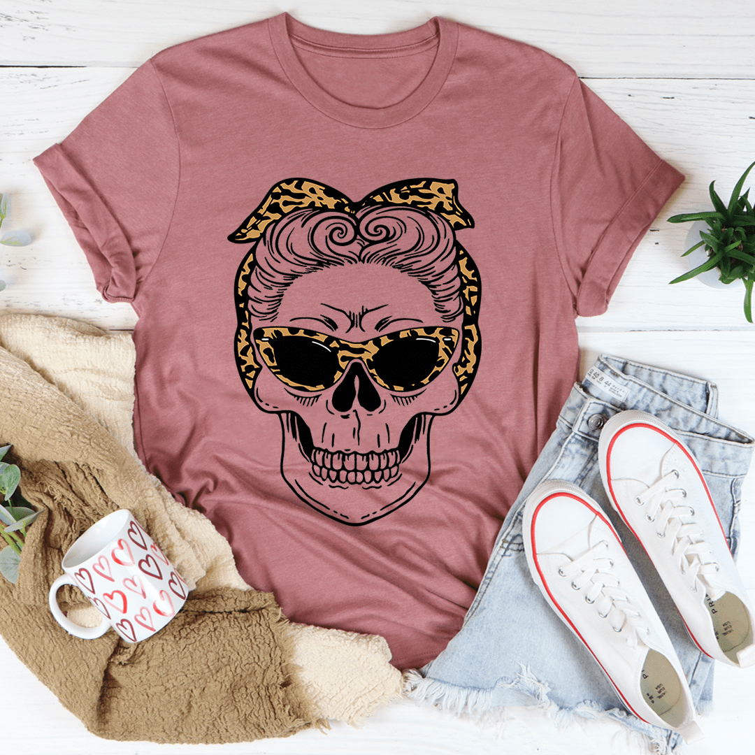 Skull With Leopard Bandana T-Shirt