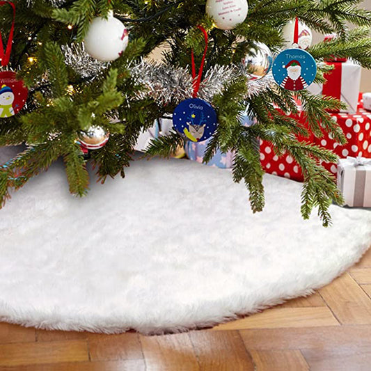 Christmas Tree Skirt, Jacquard Cashmere Snow Flake Xmas Holiday Decoration Ornament