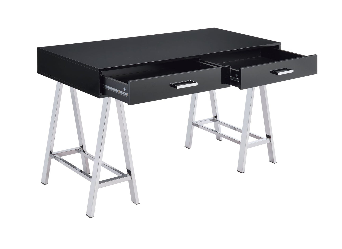 Coleen Desk; Black High Gloss & Chrome