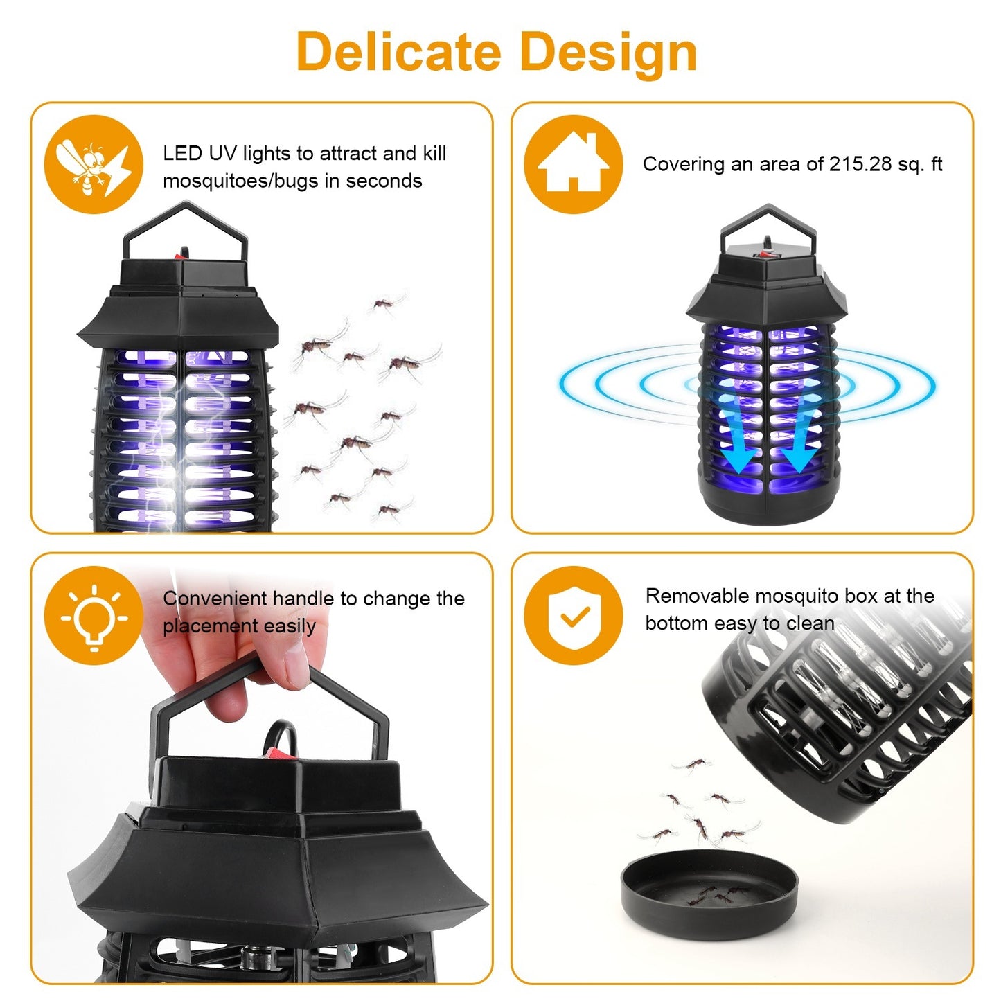 Bug Zapper Electric UV Mosquito Killer Lamp Insect Killer Light Pest Fly Trap Catcher Harmless Odorless Noiseless