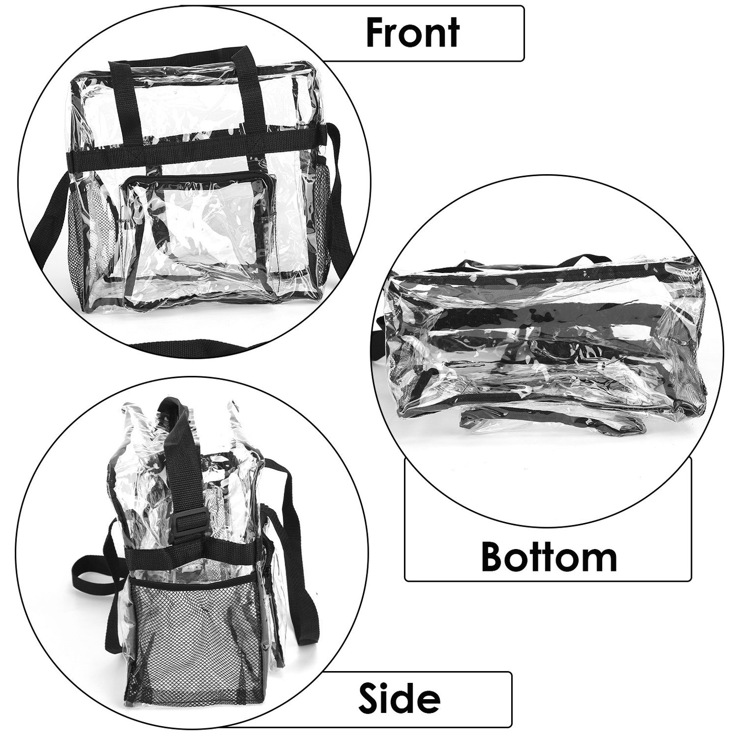 Clear Crossbody Bag Stadium Approved Clear Transparent Shoulder Bag See Through Zip Pouch Tote Bag Handbag with 11LBS Load