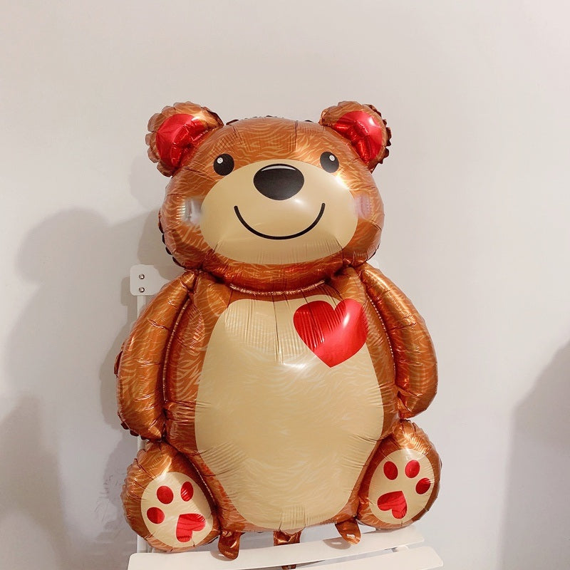 1PCS Big 3D Happy Heart Love Bear Foil Balloon Wedding Valentine's Decoration Birthday Toys Baloon