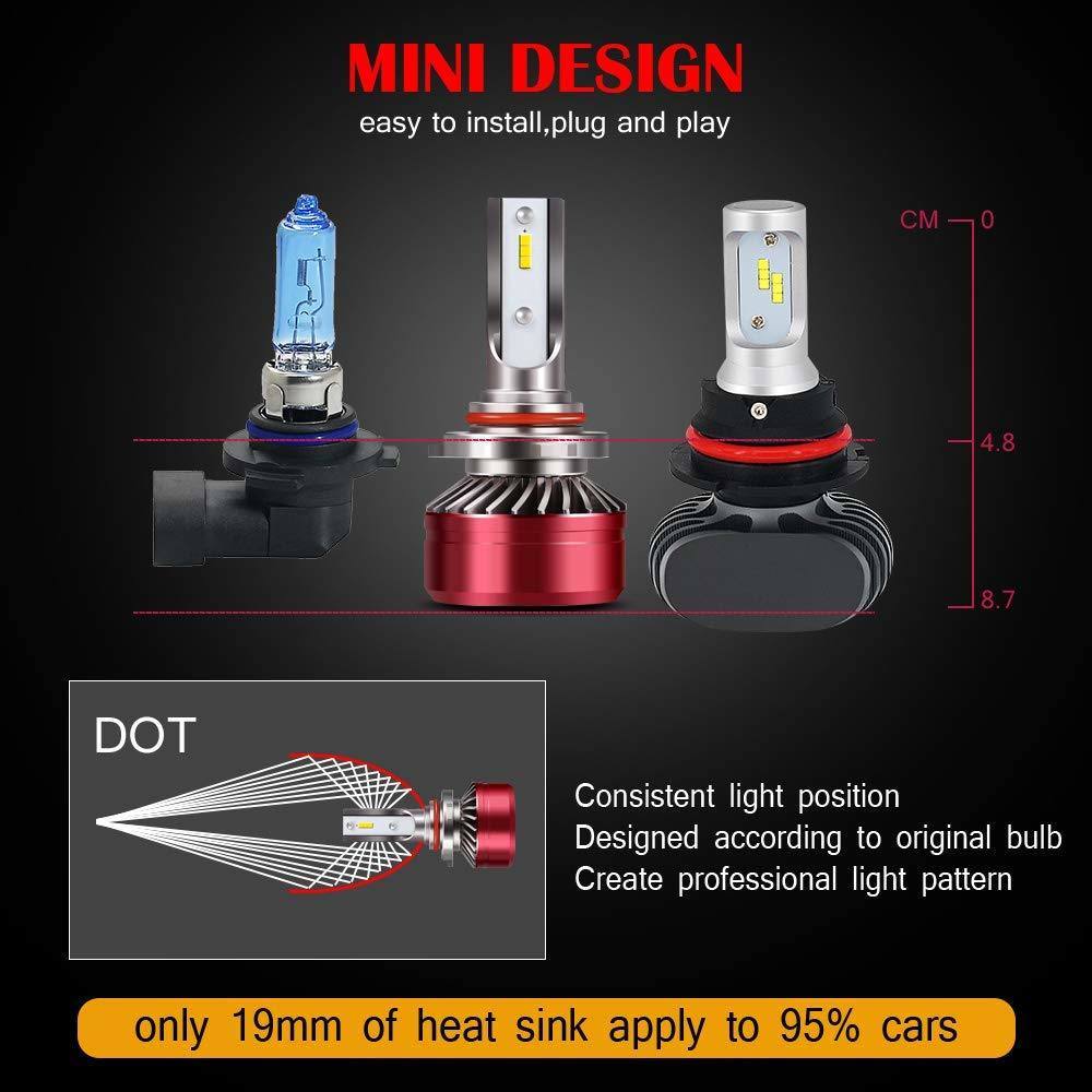 9005/HB3 High Beam & H11/H8/H9 Low Beam LED Headlight bulbs Combo Package CSP Chips 12000LM 6000K Ice White Brightness Upgraded Conversion Kits with Mini Fans - 2 Year Warranty (4 Pack,2 Sets)