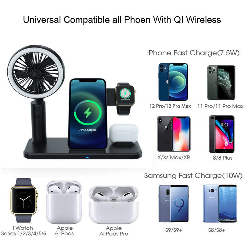 15W QI Wireless Charger With Fan For Iphone XS 12 11 Pro Max Fast Charging Samsung S10 S9 8 Dock Station For Airpods Apple Watch