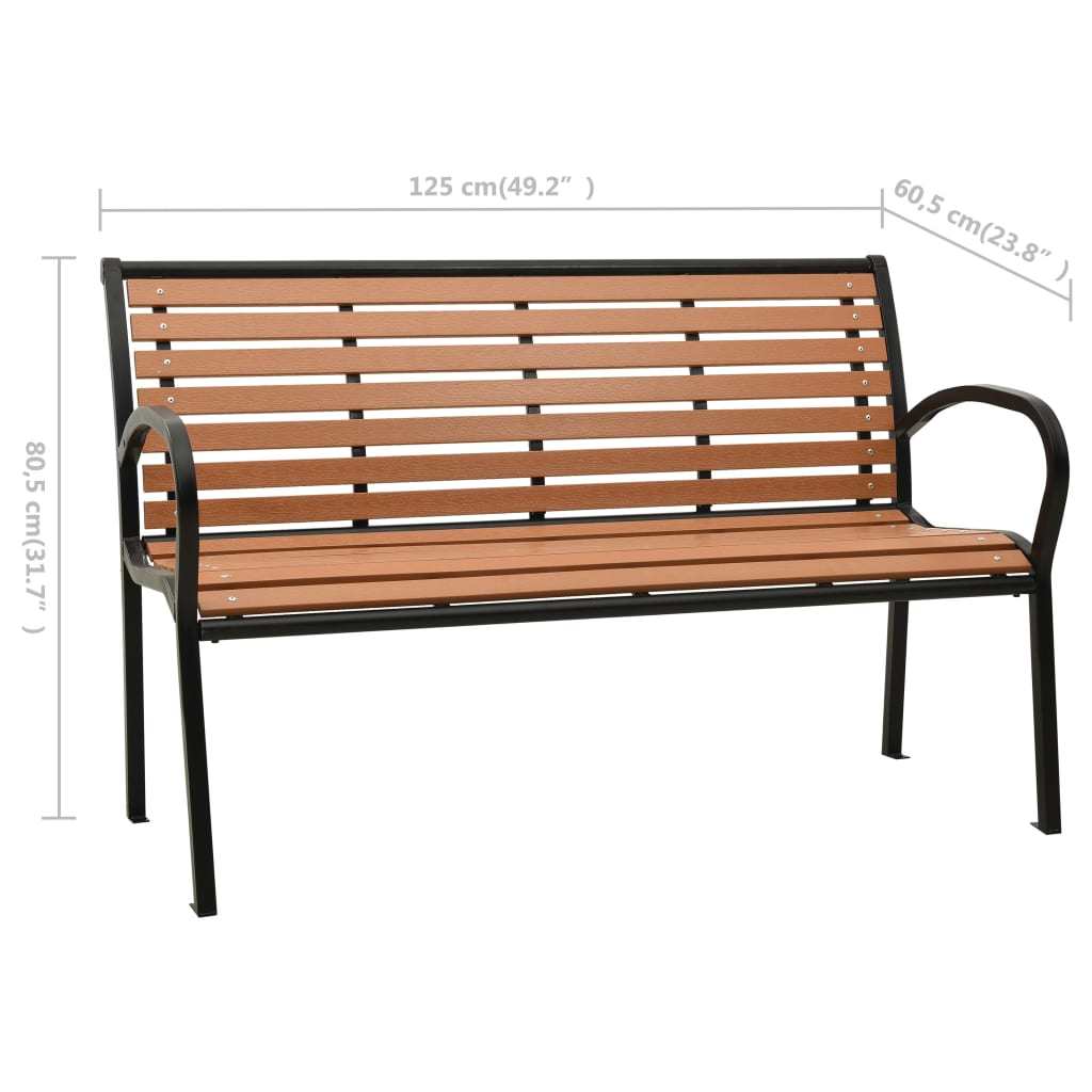 Patio Bench 49.2" Steel and WPC Black and Brown