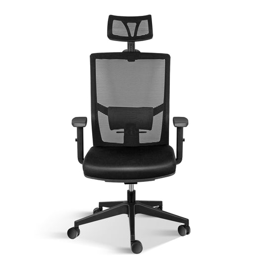 YSSOA Office Ergonomic Mesh Computer Chair with Wheels &amp; Arms &amp; Lumbar Support; 02B; Black-Pro