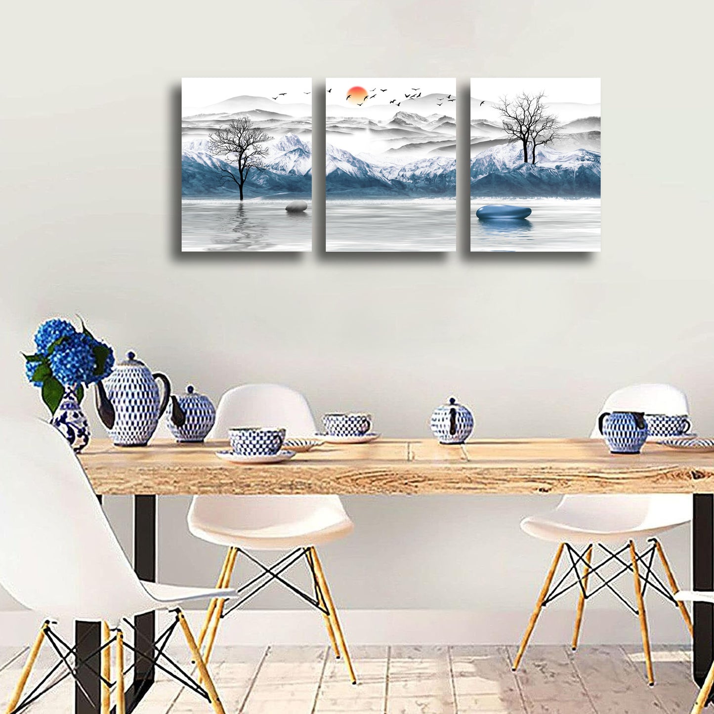 Mountain Wall Art Landscape Canvas Wall Art for Living Room Nature Canvas Pictures Prints Painting Framed Artwork Modern Wall Decor Bedroom Bathroom Office Home Decoration,12"x16",3 Pieces