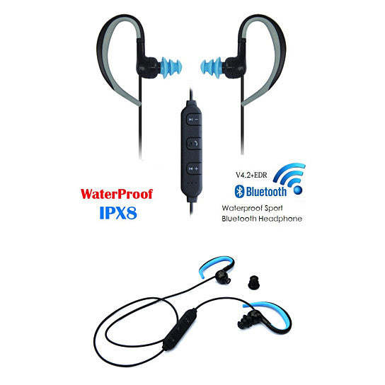 Waterproof Bluetooth Headphones with Swimmers Earplugs