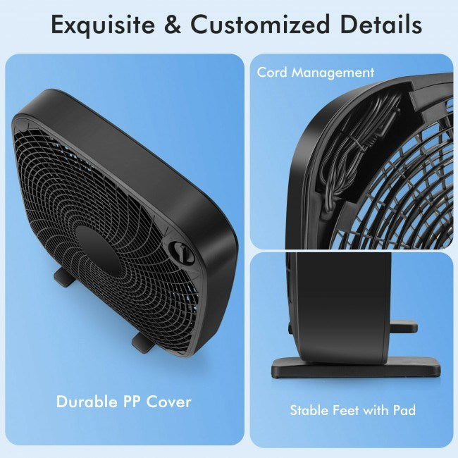 20 Inch Box Portable Floor Fan with 3 Speed Settings and Knob Control